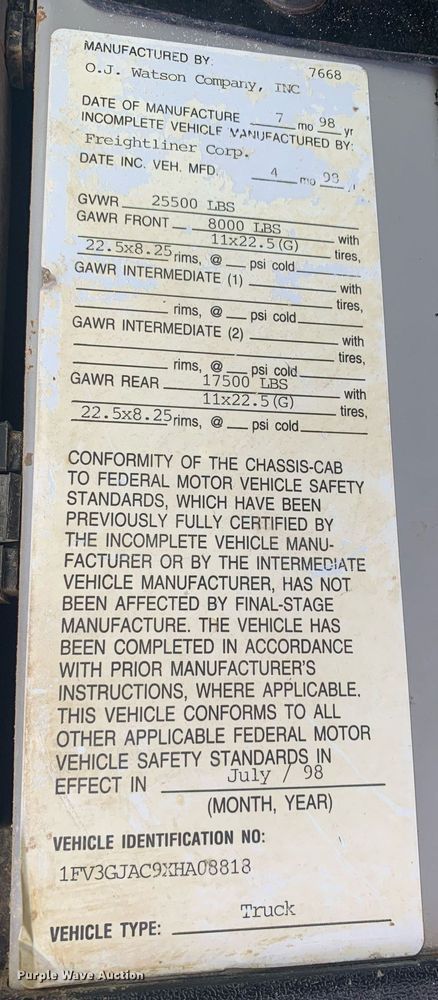 image for item MH9859 1999 Freightliner FL60 dump flatbed truck