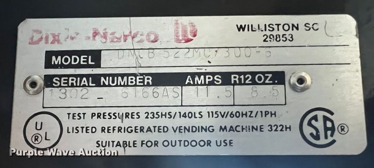 image for item MS9030 Dixie-Narco DNCB522MC7300-6  vending machine