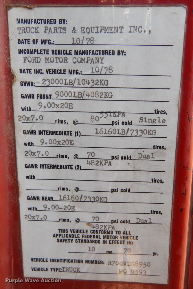 image for item DF8160 1979 Ford 7000  grain truck