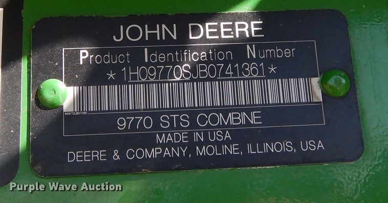 image for item DF8170 2011 John Deere 9770 STS  combine