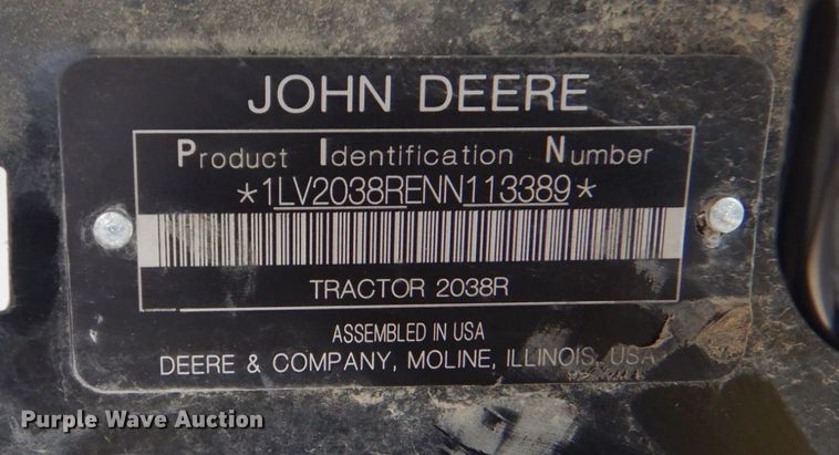 image for item DO1650 2022 John Deere 2038R  MFWD tractor