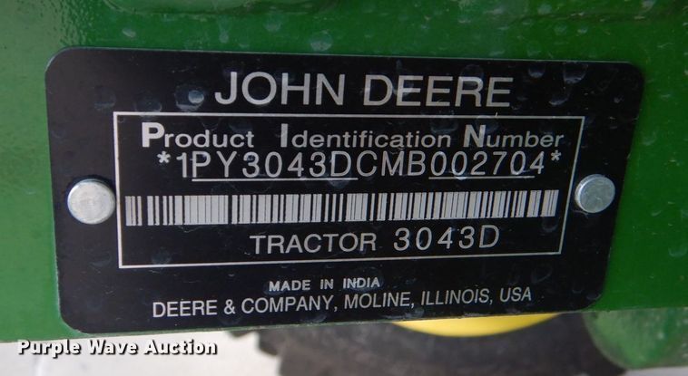 image for item DO1651 2021 John Deere 3043D  MFWD tractor