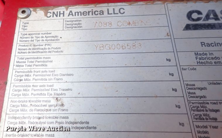 image for item DQ4995 2011 Case IH 7088 Axial-Flow  combine