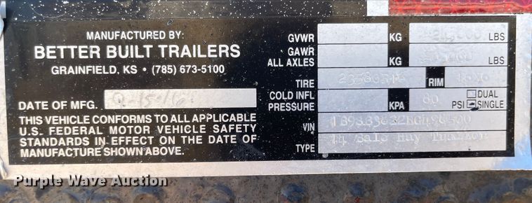 image for item JD9853 2017 Better Built  hay bale trailer