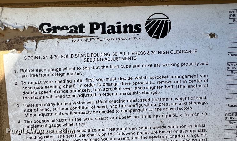 image for item KF9858 Great Plains Solid Stand 30  grain drill