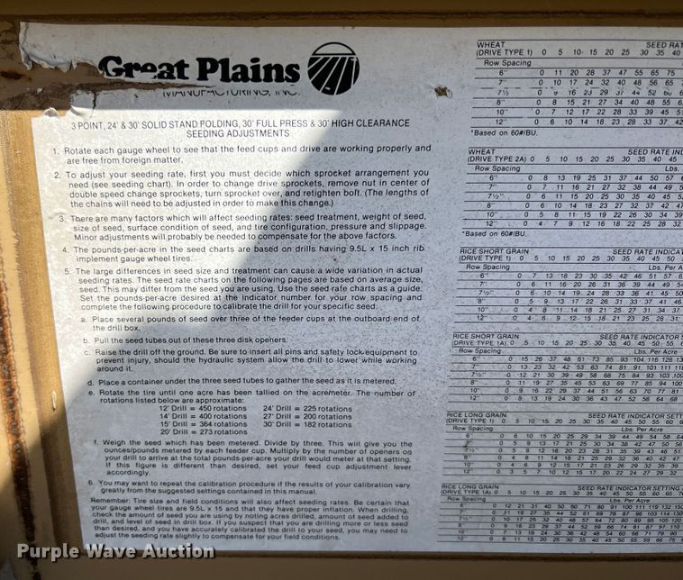 image for item KF9858 Great Plains Solid Stand 30  grain drill
