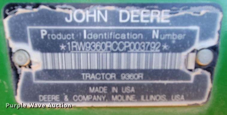 image for item LG9317 2012 John Deere 9360R  4WD tractor