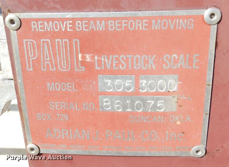 image for item LN9794 Paul Scale 305 3000  livestock scale