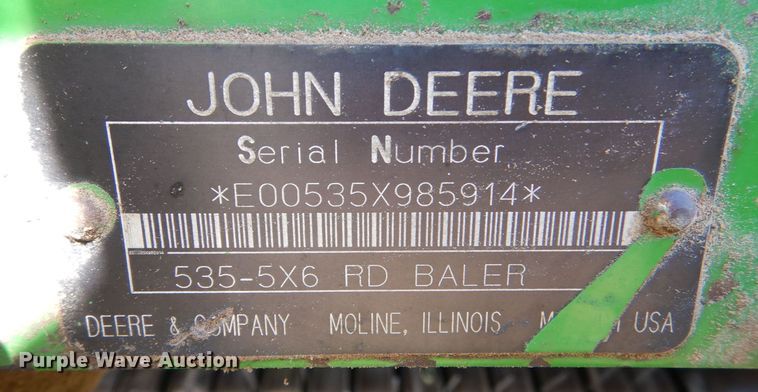 image for item LU9759 1995 John Deere 535  round baler