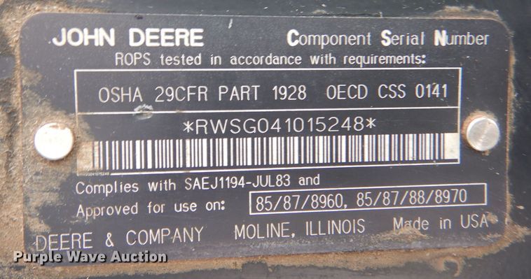 image for item MT9846 1996 John Deere 8870  4WD tractor