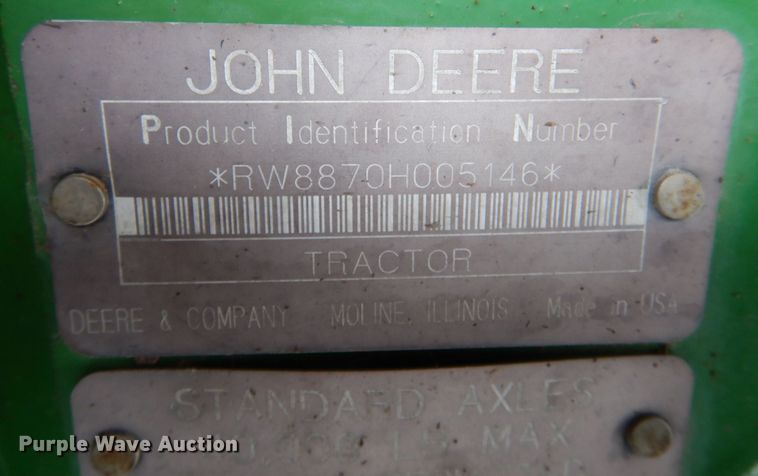 image for item MT9846 1996 John Deere 8870  4WD tractor