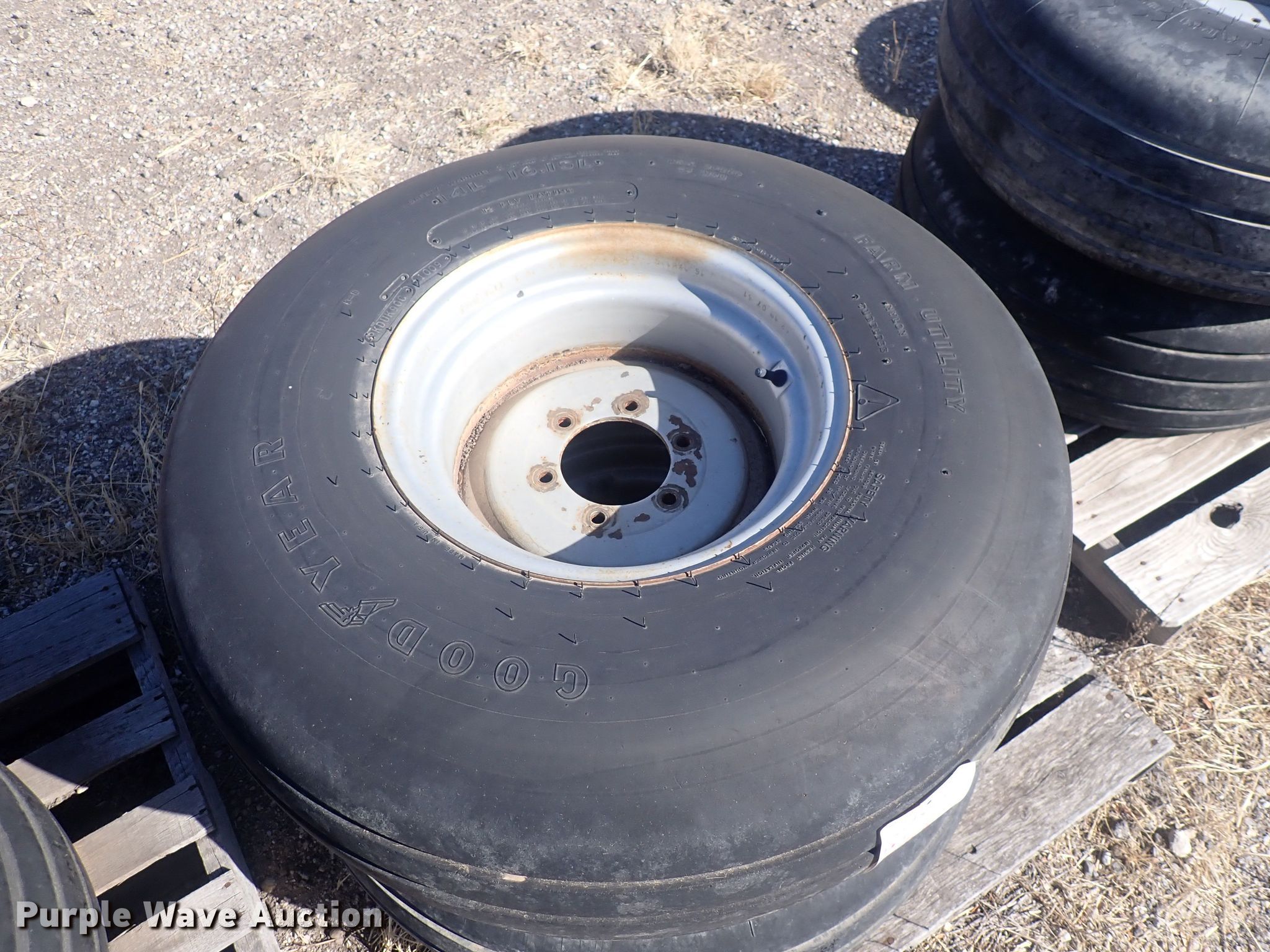 (2) Goodyear 14L16.1 tires and wheels in Hesston, KS Item GD9303
