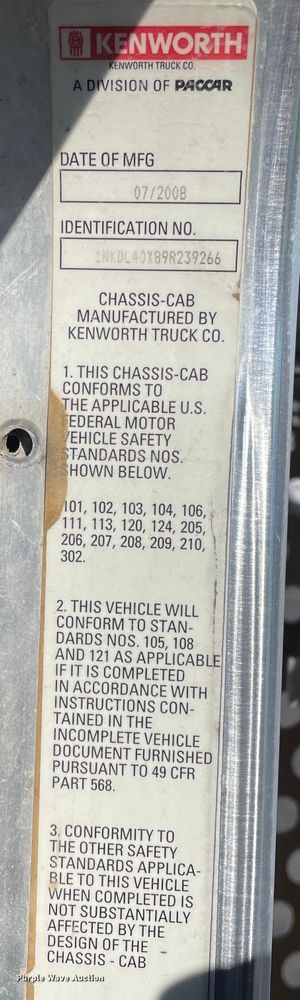 image for item DN4498 2009 Kenworth T800  vacuum truck