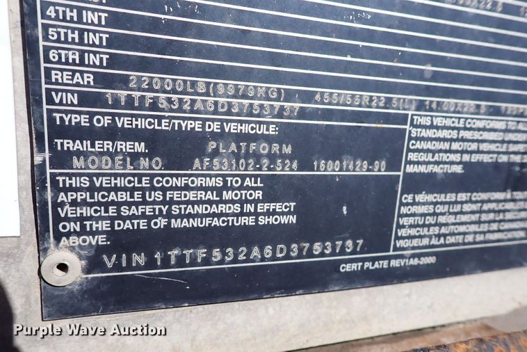 image for item DN6918 2013 Transcraft Benson AF53-102-2-524  flatbed trailer