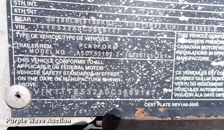 image for item DN6921 2012 Transcraft Benson ASDF53102-2  drop deck trailer