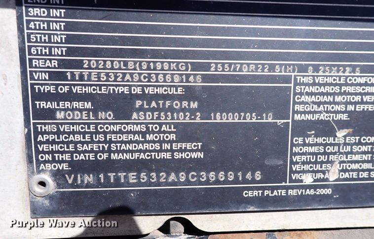 image for item DN6922 2012 Transcraft Benson ASDF53102-2  drop deck trailer