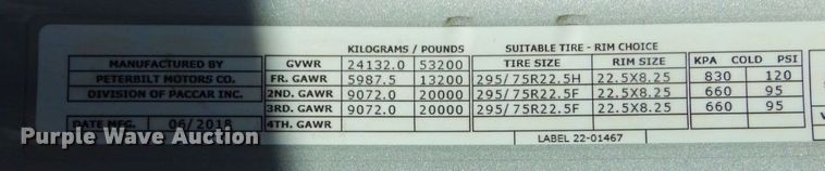 image for item DQ1878 2019 Peterbilt 579  semi truck