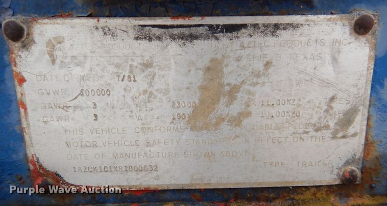 image for item DQ1883 1981 Aztec  oilfield trailer