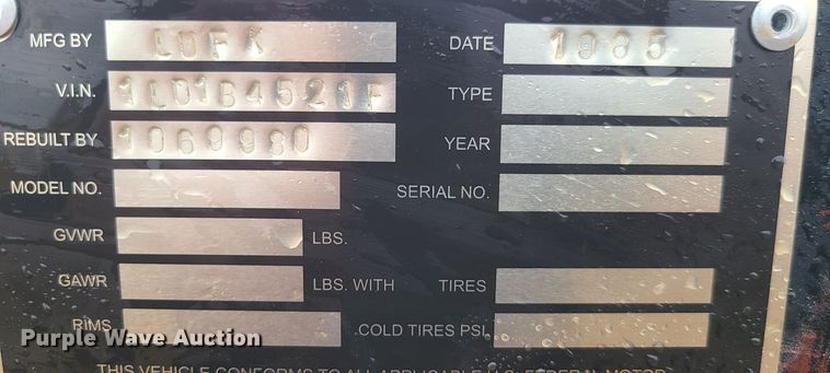 image for item HF9388 1985 Lufkin  flatbed trailer