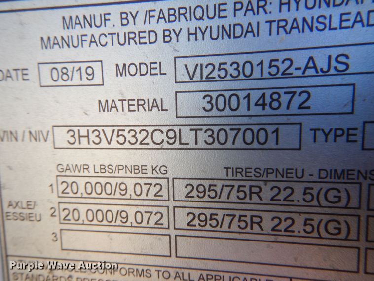 image for item JJ9657 2020 Hyundai Translead  dry van trailer