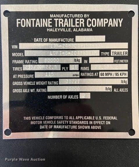 image for item JL9784 1998 Fontaine  drop deck trailer