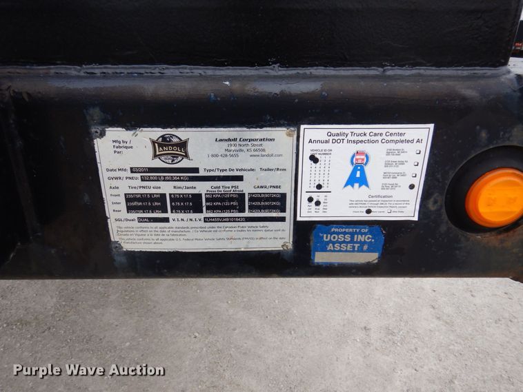 image for item JL9787 2011 Landoll 455B  drop tilt deck equipment trailer