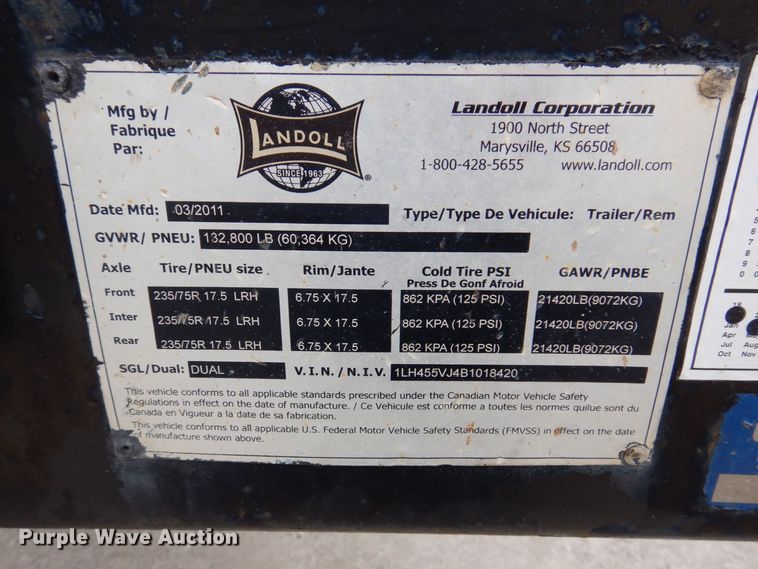 image for item JL9787 2011 Landoll 455B  drop tilt deck equipment trailer