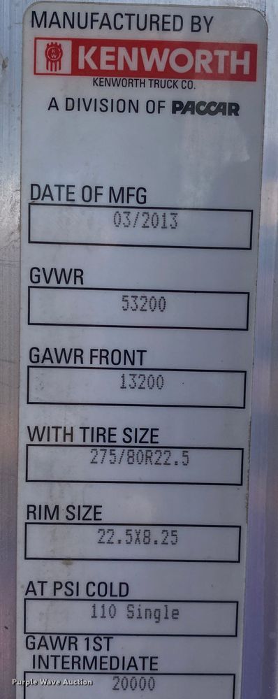 image for item JW9331 2014 Kenworth T660  semi truck