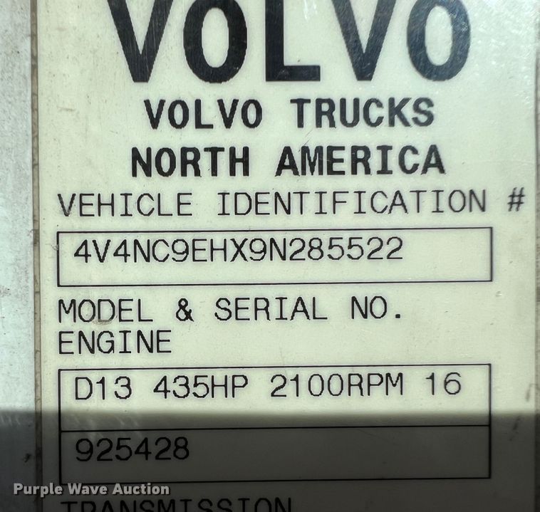 image for item KF9849 2009 Volvo VNL  semi truck