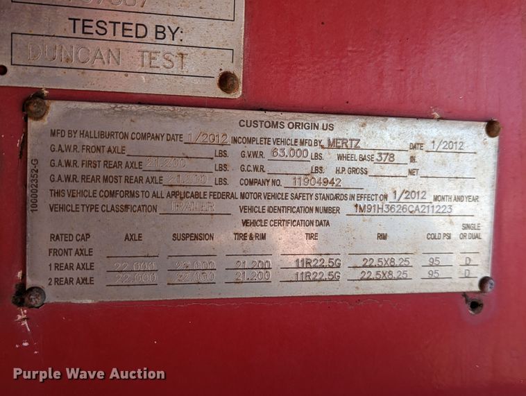 image for item KJ9772 2012 Mertz 101455307  oilfield trailer