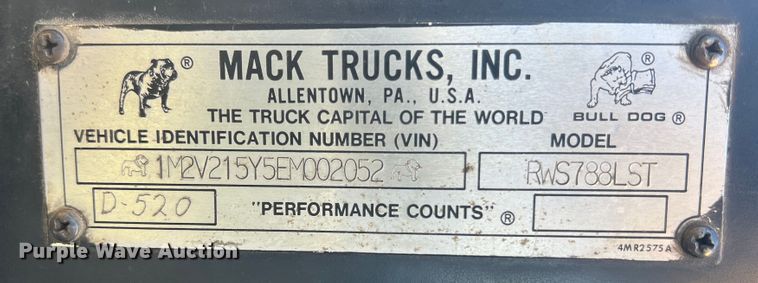 image for item MR9999 1984 Mack RWS788LST  semi truck