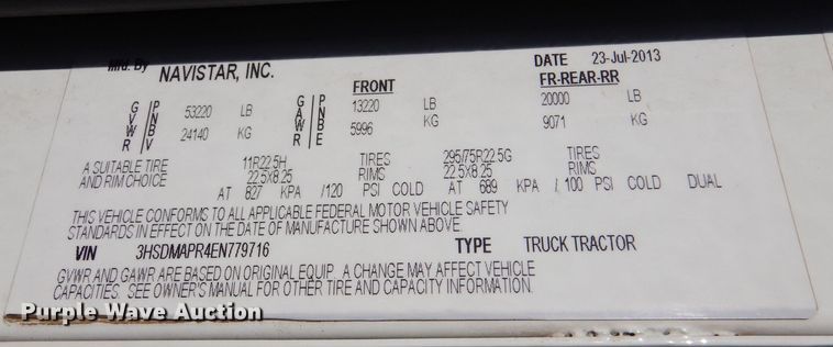 image for item MT9847 2014 International 9900i  semi truck