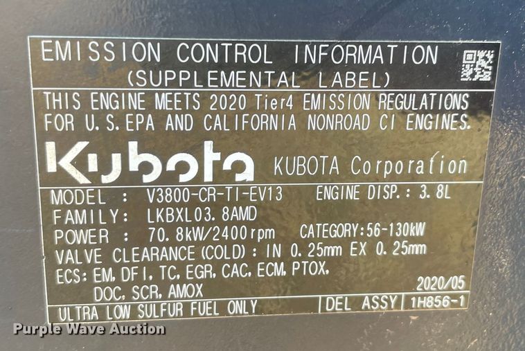 image for item DL0732 2020 Kubota SVL95-2S tracked skid steer loader