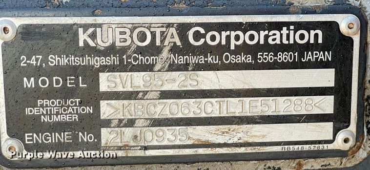 image for item DL0732 2020 Kubota SVL95-2S tracked skid steer loader
