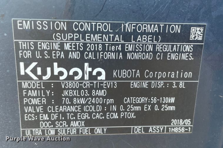 image for item DL0736 2018 Kubota SVL95-2S tracked skid steer loader