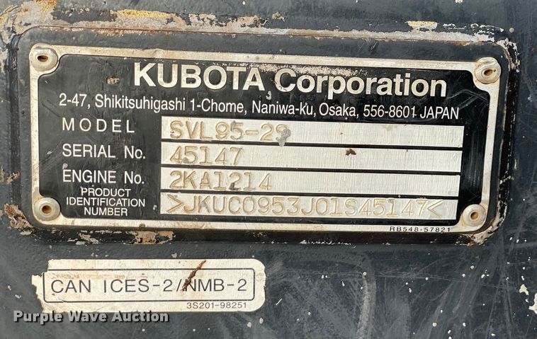 image for item DL0737 2019 Kubota SVL95-2S tracked skid steer loader
