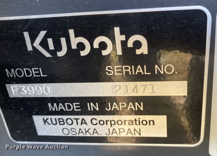 image for item DN7501 2017 Kubota F3990  lawn mower