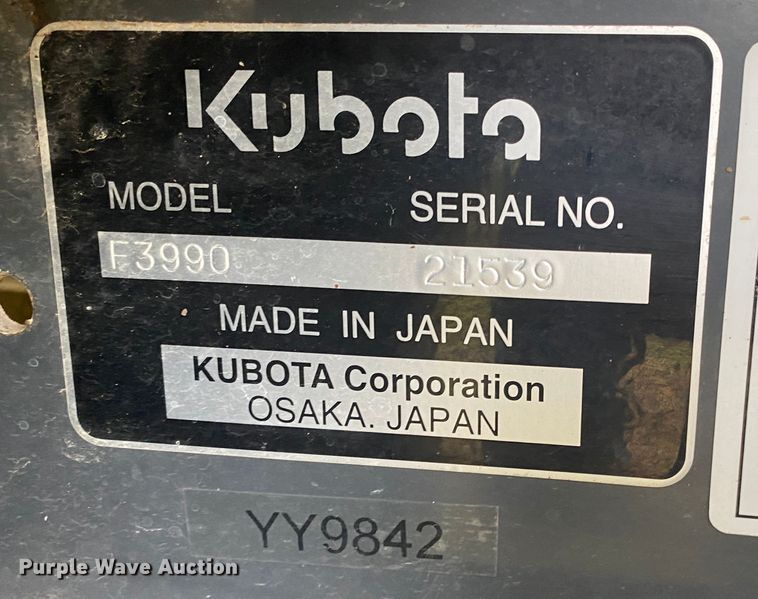 image for item DN7507 2017 Kubota F3990  lawn mower