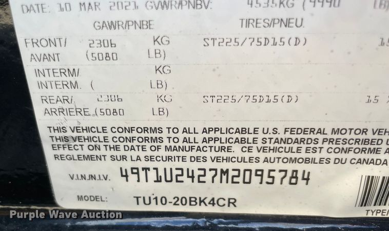 image for item DN7525 2021 CM Trailers TU10-20BK4CR  utility trailer