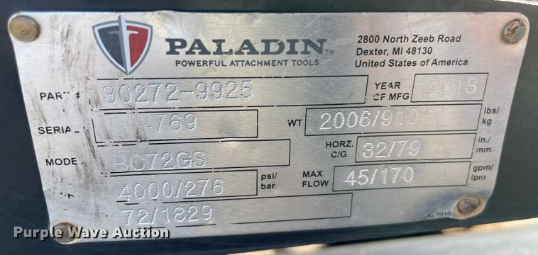 image for item DN7533 Paladin BC72GS  skid steer rotary mower