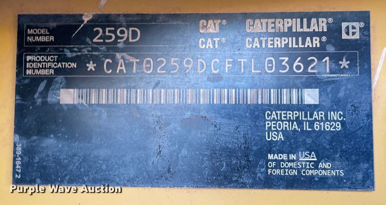 image for item DN7559 2015 Caterpillar 259D  tracked skid steer loader