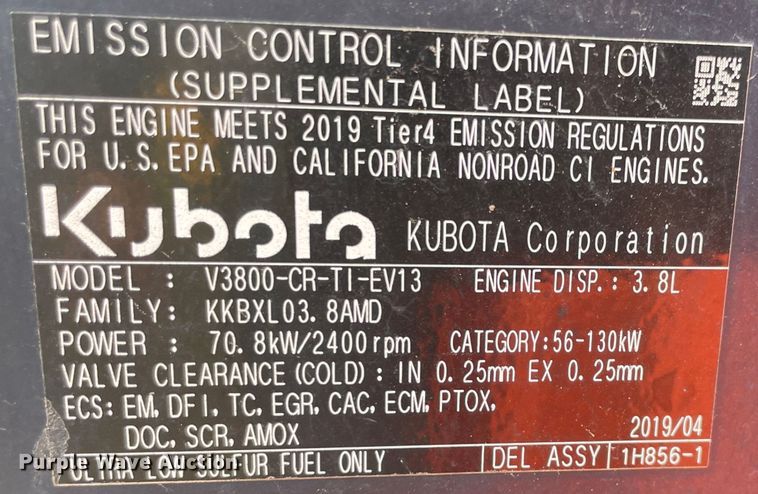 image for item DN7600 2019 Kubota SVL95-2S  tracked skid steer loader