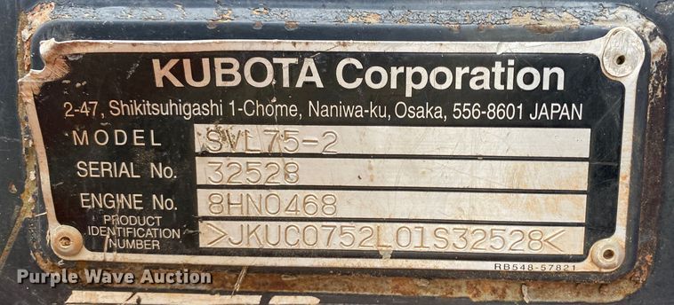 image for item DN7616 2017 Kubota SVL75-2  tracked skid steer loader
