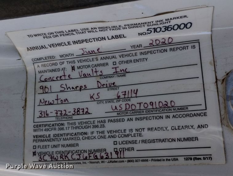 image for item DF8218 2015 Dodge Ram 4500  truck cab and chassis