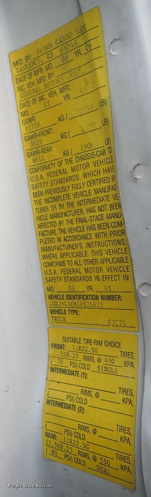 image for item DI1913 2005 GMC C6500  box truck