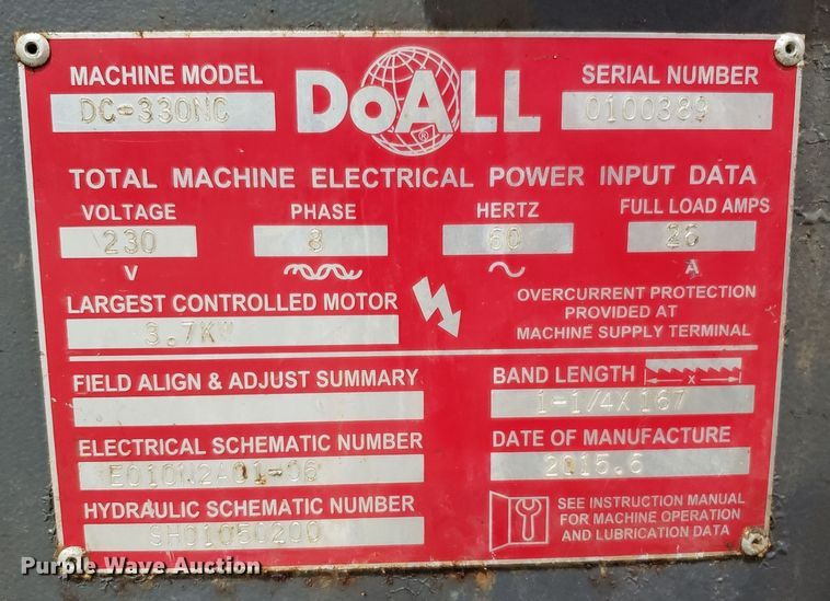 image for item DM4925 2015 Do All DC-330NC  bandsaw