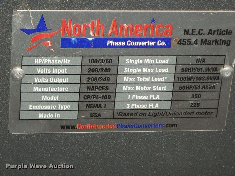 image for item HF9463 North America CP/PL-100  phase converter