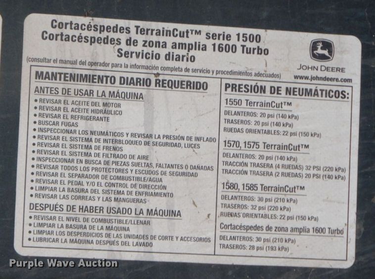 image for item HF9484 2016 John Deere 1600 Turbo  lawn mower