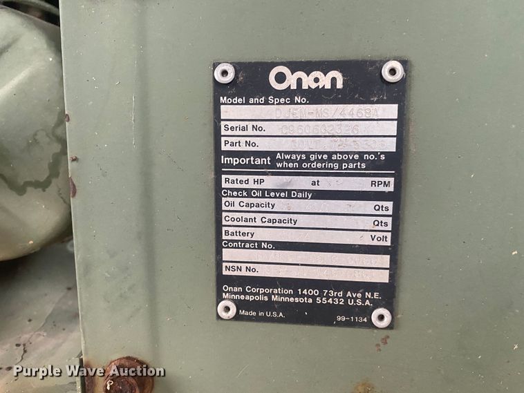 image for item IG9800 Onan DJEM-MS/4468A  generator