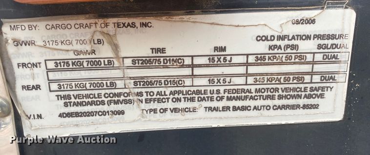 image for item IG9802 2007 Cargo Craft 85202  enclosed cargo trailer